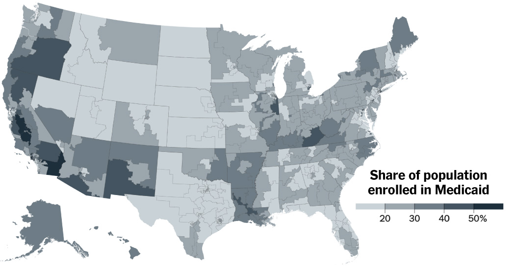 Chart Regions in the US with the Highest Medicaid Enrollment