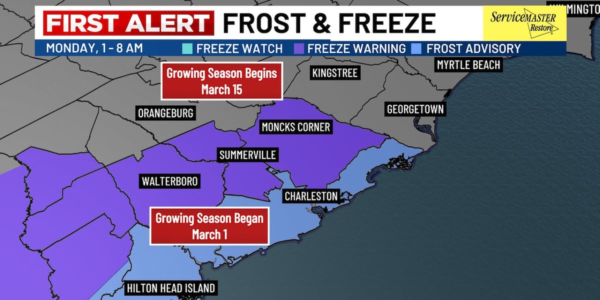 Lowcountry Counties Issued Freeze Warning and Frost Advisory