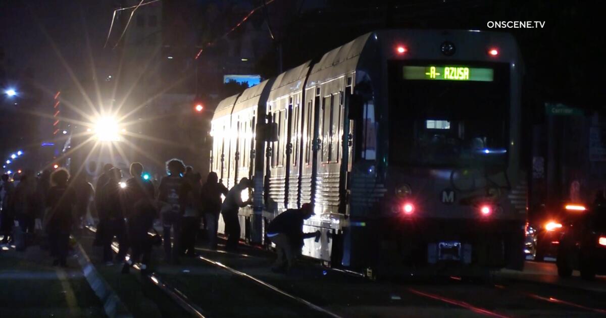 Nighttime crowd disrupts downtown LA vandalizes buildings and trains.com2Fa52F012F03aa312a47a386c46d1c6a1a